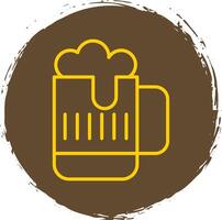 cerveza línea circulo pegatina icono vector