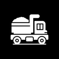 Dump Truck Glyph Inverted Icon Design vector