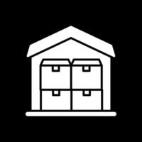 Commercial Warehouse Glyph Inverted Icon Design vector