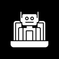 Robot Glyph Inverted Icon Design vector