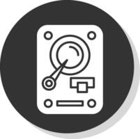 Hard Disk Drive Glyph Shadow Circle Icon Design vector