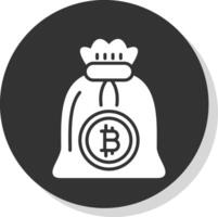 Bitcoin Bag Glyph Shadow Circle Icon Design vector