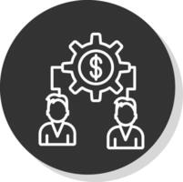 dinero equipo conectar línea sombra circulo icono diseño vector