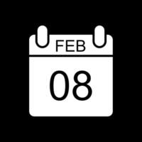 February Glyph Inverted Icon Design vector