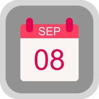 September Flat round corner Icon Design vector