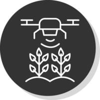 agrícola drones línea sombra circulo icono diseño vector
