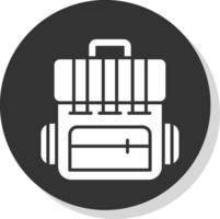 Backpack Glyph Shadow Circle Icon Design vector