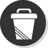 Trash Can Glyph Shadow Circle Icon Design vector