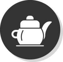 Tea Pot Glyph Shadow Circle Icon Design vector