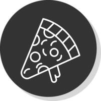 Pizza rebanada línea sombra circulo icono diseño vector