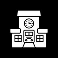 tren estación glifo invertido icono diseño vector