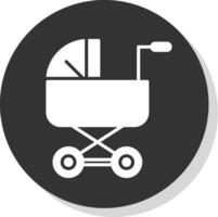 Baby Stroller Glyph Shadow Circle Icon Design vector