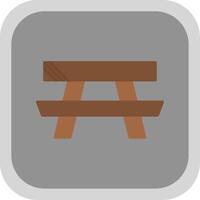 Picnic Table Flat round corner Icon Design vector