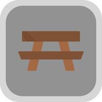 Picnic Table Flat round corner Icon Design vector