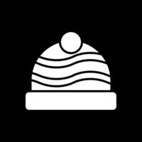 invierno sombrero glifo invertido icono diseño vector