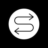zigzag flecha glifo invertido icono diseño vector