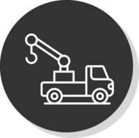 grua camión línea sombra circulo icono diseño vector