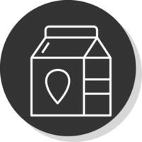 Leche línea sombra circulo icono diseño vector