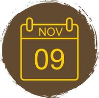 November Line Circle Sticker Icon vector
