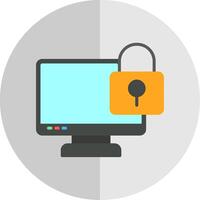 Locked Computer Flat Scale Icon Design vector