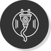 Plug-In Line Shadow Circle Icon Design vector