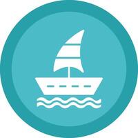 Sailing Boat Glyph Due Circle Icon Design vector