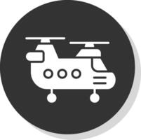 helicóptero glifo sombra circulo icono diseño vector