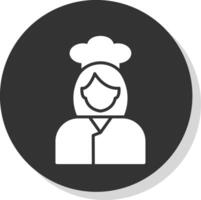 cocinero glifo sombra circulo icono diseño vector