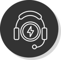 Headphones Line Shadow Circle Icon Design vector