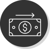 enviar dinero línea sombra circulo icono diseño vector