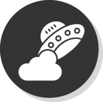 Ufo Glyph Shadow Circle Icon Design vector