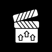 Clapperboard Glyph Inverted Icon Design vector