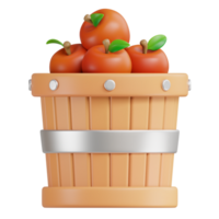 maçã frutas balde 3d ícone png