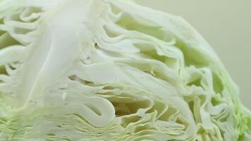 cabbage in the cut, rotate. Close up, top view. Texture raw half cabbage video