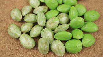 Petai, Bitter Beans, Parkia speciosa seeds rotating background. Selective focus video