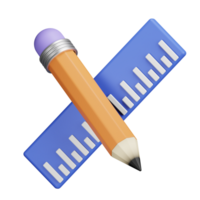 Pencil and Ruler 3d icon png