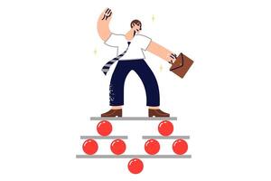 Business man lawyer balancing on unstable structure, shows importance of having professional skills vector