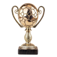 Golden football trophy isolated on transparent background AI-Generative png