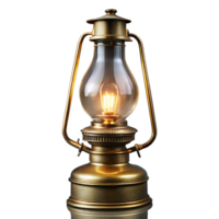 Vintage oil lamp with glowing bulb on transparent background png