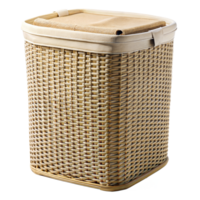 Wicker laundry basket on transparent background png