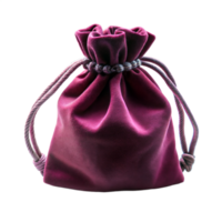 Purple velvet drawstring pouch isolated on transparent background png