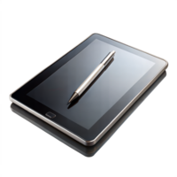 Digital tablet with stylus pen on transparent background png