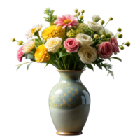 Vibrant Bouquet in Ceramic Vase png