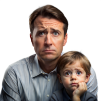 Father and child with puzzled expressions png