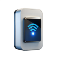 Blue glowing wi-fi signal on smart switch against transparent background png