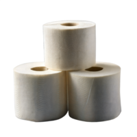 Stack of three toilet paper rolls on transparent background png