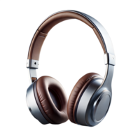 Brown and Silver Over-Ear Headphones With Transparent Background png