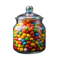 coloré bonbons pot avec clair couvercle contre transparent Contexte png