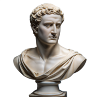 Classical marble bust on pedestal with transparent background png