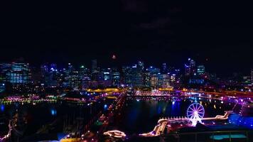 ein Nacht Zeitraffer von Panorama- bayarea beim Herzmuschel Bucht im Sydney hoch Winkel breit Schuss Neigung video